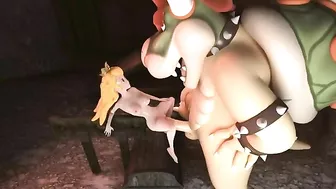 She is kinda horny so she lets Bowser fuck her peachy pussy from behind HARD