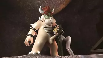 She is kinda horny so she lets Bowser fuck her peachy pussy from behind HARD