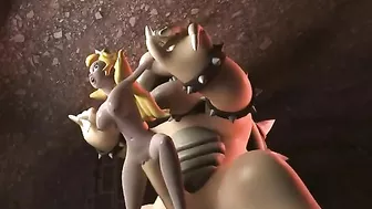 She is kinda horny so she lets Bowser fuck her peachy pussy from behind HARD