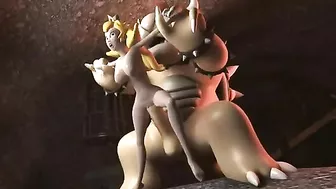 She is kinda horny so she lets Bowser fuck her peachy pussy from behind HARD