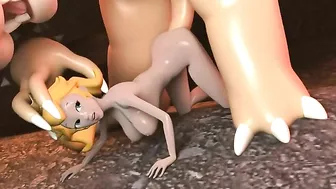 She is kinda horny so she lets Bowser fuck her peachy pussy from behind HARD