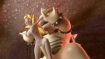 She is kinda horny so she lets Bowser fuck her peachy pussy from behind HARD