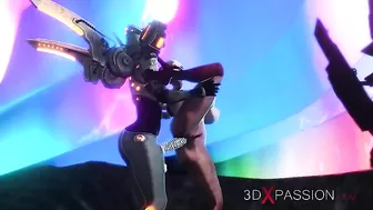 Big boobs babe enjoying alien dick in her tiny little pussy from behind too