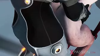 Big boobs babe enjoying alien dick in her tiny little pussy from behind too