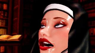 An 18-year-old chick is just ready to have her nun hole fucked by a demon