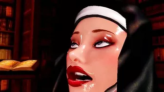 An 18-year-old chick is just ready to have her nun hole fucked by a demon