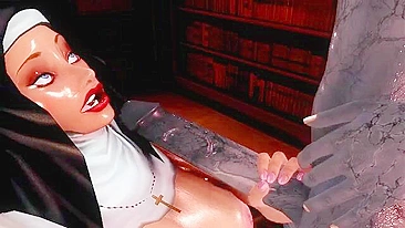 An 18-year-old chick is just ready to have her nun hole fucked by a demon