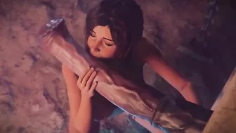 Lara Croft handles a huge cock in a hentai taboo fucking scene with orgasms