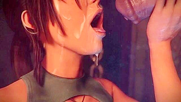 Lara Croft handles a huge cock in a hentai taboo fucking scene with orgasms