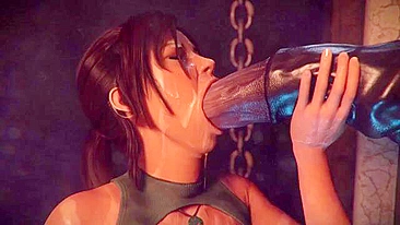 Lara Croft handles a huge cock in a hentai taboo fucking scene with orgasms