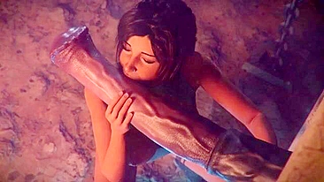 Lara Croft handles a huge cock in a hentai taboo fucking scene with orgasms