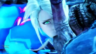 Samus Aran hentai fucking with a crazy hard alien dude that gapes her savagely