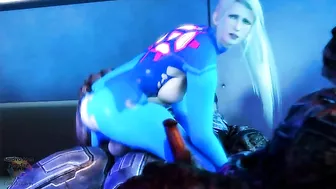 Samus Aran hentai fucking with a crazy hard alien dude that gapes her savagely