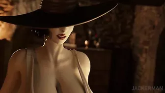 Hentai Lady Dimitrescu porn scene with a mythical creature called minotaur