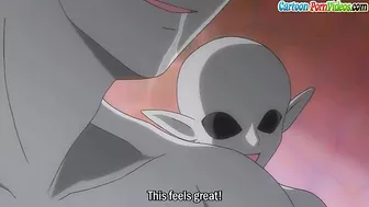 This very hot blonde babe is going to give an amazing blowjob to an alien