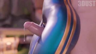 Chun Li thighjob hentai video with a guy fucking her sexy clothed legs HARD