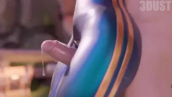 Chun Li thighjob hentai video with a guy fucking her sexy clothed legs HARD