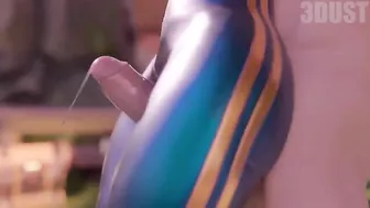 Chun Li thighjob hentai video with a guy fucking her sexy clothed legs HARD