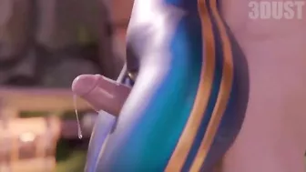 Chun Li thighjob hentai video with a guy fucking her sexy clothed legs HARD