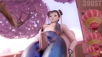Chun Li thighjob hentai video with a guy fucking her sexy clothed legs HARD