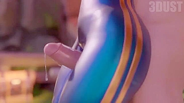 Chun Li thighjob hentai video with a guy fucking her sexy clothed legs HARD