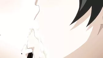 Her body looks great as she takes huge dick all the way in in hentai gangbang