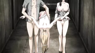 Her body looks great as she takes huge dick all the way in in hentai gangbang