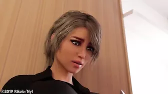 Hentai interracial love scene showing a white futa and her slutty black helper