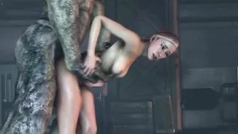 Demon creature with a huge cock is fucking all the hot hentai pussies here