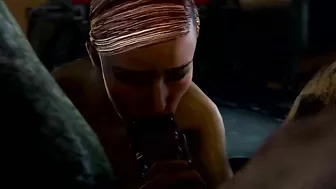 Demon creature with a huge cock is fucking all the hot hentai pussies here