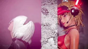 This extreme and hardcore porn video is all about 2B and her lust for jizz