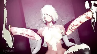 This extreme and hardcore porn video is all about 2B and her lust for jizz