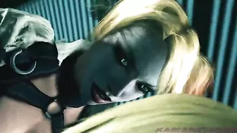 Supergirl and Harley Quinn hentai domination session with closeup sucking