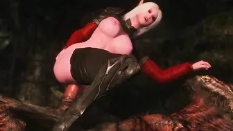 Elven girl getting her little twat dominated by a really hung creature here