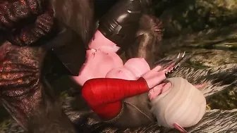 Elven girl getting her little twat dominated by a really hung creature here