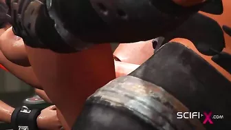 Black girl cannot wait to take that space cock in her horny hentai pussy here