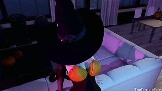 Futa hentai video with a devilish girl that fucks and there is a tiny hoe too