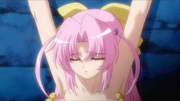 Cute hentai teen with long pink hair gets anal sex from her virgin slave.