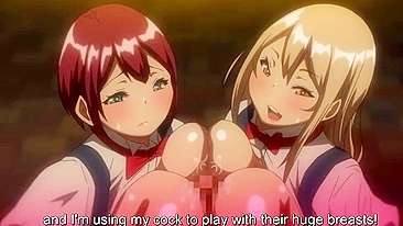 Sexy hentai threesome with curvy schoolgirls.
