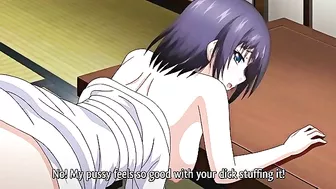 Seduced by his busty daughter, a hot spring tour guide gets tied up and fucked. #Hentai