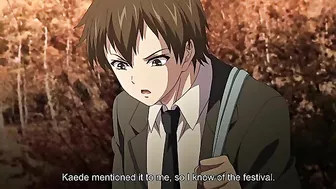 Sexy busty milf in hentai video enjoys a drink with young guy before fucking him.