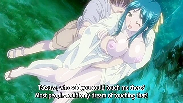 Curvy hentai princess in a swimsuit gets fucked by her butler.