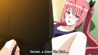 Hentai cosplay babe with big tits gets her pussy licked in a hot school scene.