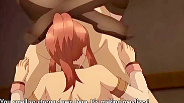 Hentai triple blowjob scene featuring busty warrior girls from Another World.