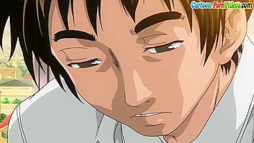 Hentai senpai gives a wet blowjob in the spa.