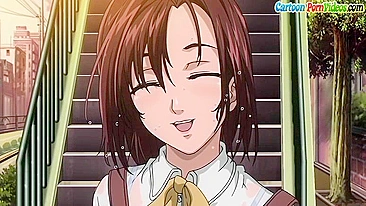 Hentai senpai gives a wet blowjob in the spa.