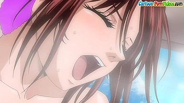 Hentai senpai gives a wet blowjob in the spa.