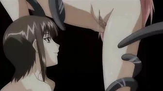 Red-haired witch enjoys double penetration with tentacle creature. #Hentai