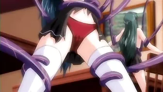 Red-haired witch enjoys double penetration with tentacle creature. #Hentai