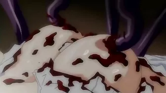 Red-haired witch enjoys double penetration with tentacle creature. #Hentai